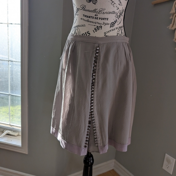 Anthropologie Odille Lavender A-Line Skirt with Button Accents Size 6 - Picture 1 of 7